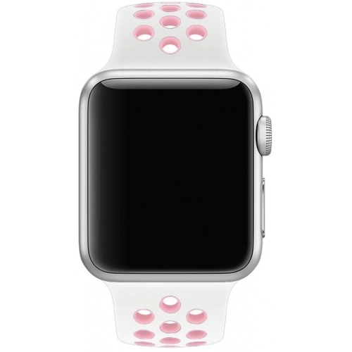 Apple Watch 44mm Kordon Spor Silikon Delikli KRD-02 - Pembe