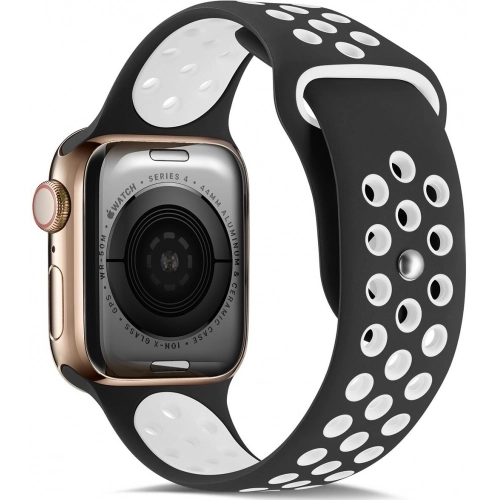 Apple Watch 44mm Kordon Spor Silikon Delikli KRD-02 - Siyah