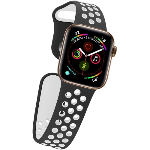 Apple Watch 44mm Kordon Spor Silikon Delikli KRD-02 - Siyah