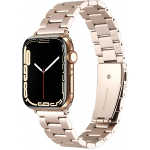 Apple Watch 44mm Kordon Zarif ve Sağlam Renkli KRD-93 Metal Kordon - Starlight