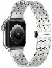 Apple Watch 44mm Kordon Zigzag Tasarımlı Düğme Klipsli Çelik KRD-86 - Siyah