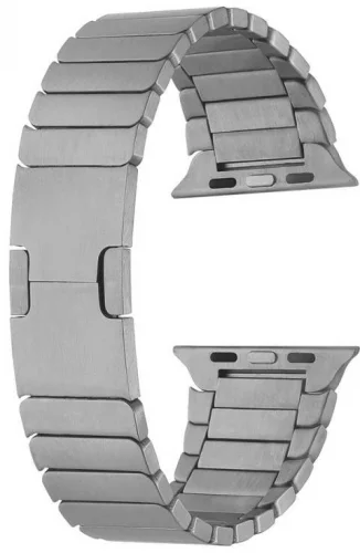 Apple Watch 44mm Metal Kordon Çizgi Tasarım Şık Ve Dayanıklı KRD-82 - Gri