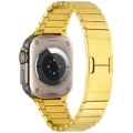 Apple Watch 44mm Metal Kordon Çizgi Tasarım Şık Ve Dayanıklı KRD-82 - Siyah