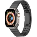Apple Watch 44mm Metal Kordon Çizgi Tasarım Şık Ve Dayanıklı KRD-82 - Siyah