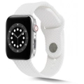 Apple Watch 44mm Silikon Kordon Hasır Örgü Dizayn - Beyaz