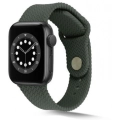 Apple Watch 44mm Silikon Kordon Hasır Örgü Dizayn - Koyu Yeşil