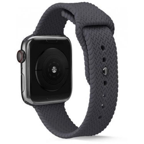 Apple Watch 44mm Silikon Kordon Hasır Örgü Dizayn - Koyu Yeşil