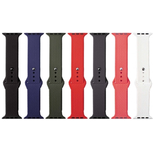 Apple Watch 44mm Silikon Kordon Hasır Örgü Dizayn KRD-37 - Gri