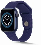 Apple Watch 44mm Silikon Kordon Hasır Örgü Dizayn KRD-37 - Lacivert