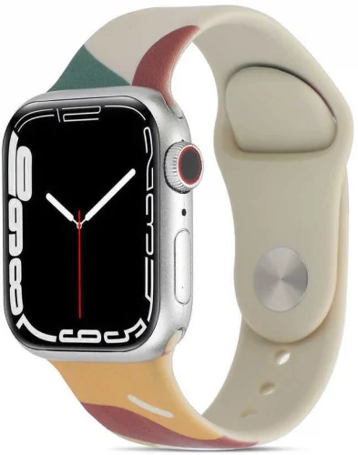 Apple Watch 44mm Silikon Kordon Renkli Desenli Esnek KRD-62 - Grape Fruit