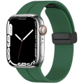 Apple Watch 44mm Silikon Kordon Zore KRD-84 Soft Pürüzsüz Metal Toka - Koyu Yeşil