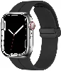 Apple Watch 44mm Silikon Kordon Zore KRD-84 Soft Pürüzsüz Metal Toka - Siyah