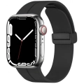 Apple Watch 44mm Silikon Kordon Zore KRD-84 Soft Pürüzsüz Metal Toka - Siyah