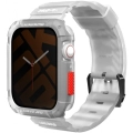 Apple Watch 44mm SkinArma Kurono Sert PC Kasa Koruyucu + Shokku Silikon Kordon - Beyaz