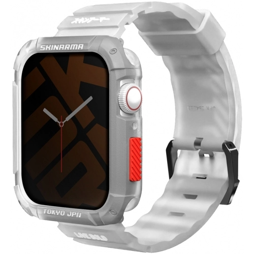 Apple Watch 44mm SkinArma Kurono Sert PC Kasa Koruyucu + Shokku Silikon Kordon - Beyaz