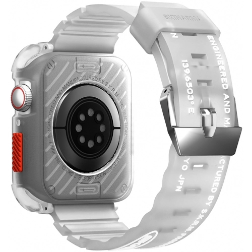 Apple Watch 44mm SkinArma Kurono Sert PC Kasa Koruyucu + Shokku Silikon Kordon - Beyaz