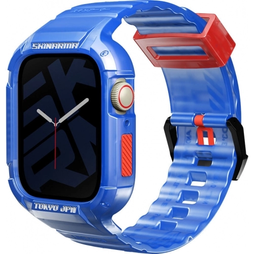 Apple Watch 44mm SkinArma Saido Sert PC Kasa Koruyuculu Silikon Kordon - Füme