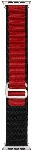 Apple Watch 44mm Zore Band-74 Hasır Kordon - Siyah-Kırmızı