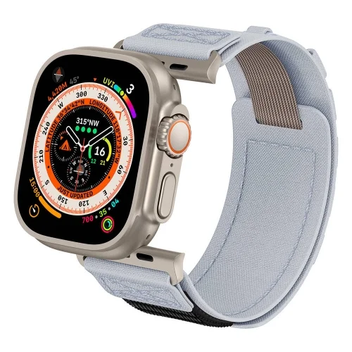 Apple Watch 45mm Kordon Ayarlanabilir Hafif Hasır Örgü Spor Tasarım Kayış - Gri