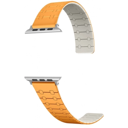 Apple Watch 45mm Kordon Çizgili Desenli Silikon KRD-111 Kordon - Turuncu