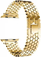 Apple Watch 45mm Kordon KRD-30 Metal Strap Kayış Bal Beteği Dizayn - Gold