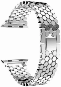 Apple Watch 45mm Kordon KRD-30 Metal Strap Kayış Bal Beteği Dizayn - Gümüş