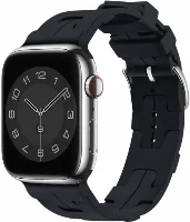 Apple Watch 45mm Kordon Metal Toka Tasarımlı KRD-92 Silikon Kordon - Midnight