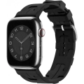 Apple Watch 45mm Kordon Metal Toka Tasarımlı KRD-92 Silikon Kordon - Siyah