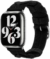 Apple Watch 45mm Kordon Renkli Sarmal Örgü Tasarımlı KRD-97  - Koyu Siyah