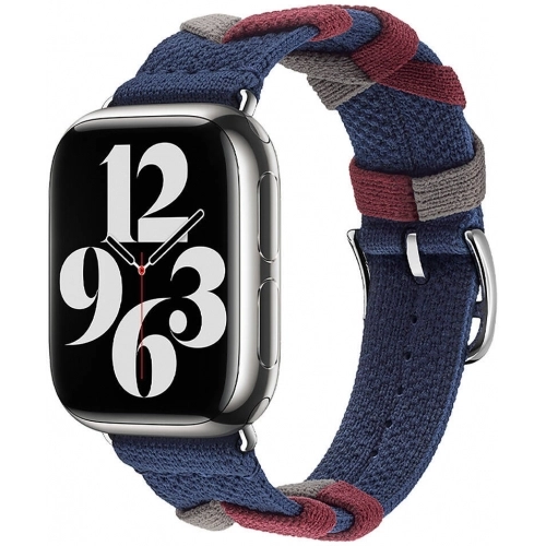 Apple Watch 45mm Kordon Renkli Sarmal Örgü Tasarımlı KRD-97  - Lacivert