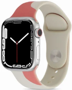 Apple Watch 45mm Silikon Kordon Renkli Desenli Esnek KRD-62 - Rouge Powder