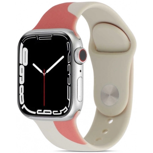 Apple Watch 45mm Silikon Kordon Renkli Desenli Esnek KRD-62 - Rouge Powder