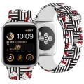 Apple Watch 7 41mm Hello Kitty Orjinal Lisanslı Çizgiler & Kitty Silikon Kordon - Siyah