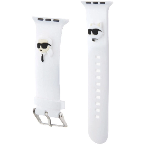 Apple Watch 7 41mm Karl Lagerfeld Orjinal Lisanslı İkonik Karl & Choupette Logolu Silikon Kordon - Siyah