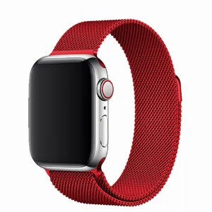 Apple Watch 7 41mm Kordon Mıknatıslı Metal - Kırmızı