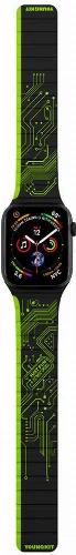 Apple Watch 7 41mm Kordon Youngkit Technological Magnetik Tak Çıkar Silikon Strap Kayış - Yeşil