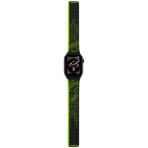 Apple Watch 7 41mm Kordon Youngkit Technological Magnetik Tak Çıkar Silikon Strap Kayış - Yeşil