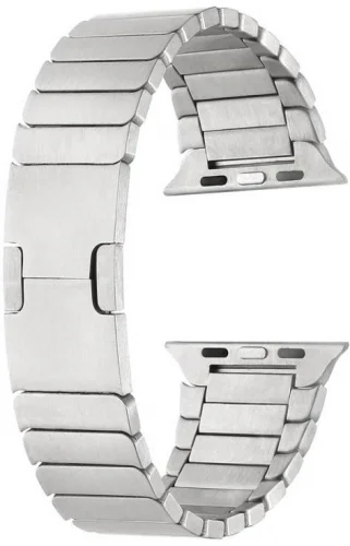 Apple Watch 7 41mm Metal Kordon Çizgi Tasarım Şık Ve Dayanıklı KRD-82 - Gümüş
