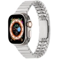 Apple Watch 7 41mm Metal Kordon Çizgi Tasarım Şık Ve Dayanıklı KRD-82 - Gümüş