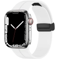Apple Watch 7 41mm Silikon Kordon Zore KRD-84 Soft Pürüzsüz Metal Toka - Beyaz