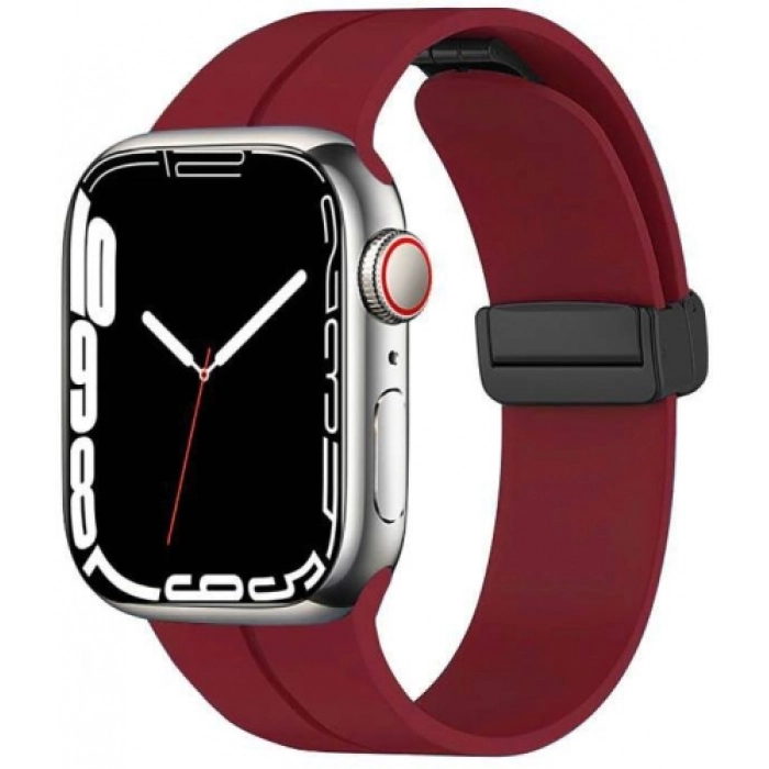 Apple Watch 7 41mm Silikon Kordon Zore KRD-84 Soft Pürüzsüz Metal Toka - Koyu Mor