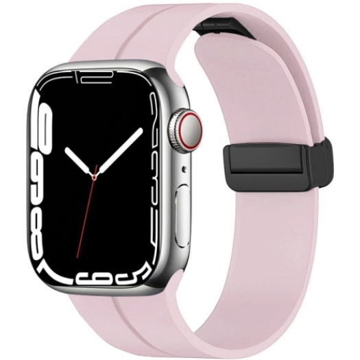 Apple Watch 7 41mm Silikon Kordon Zore KRD-84 Soft Pürüzsüz Metal Toka - Pembe
