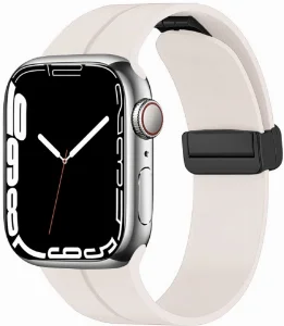 Apple Watch 7 41mm Silikon Kordon Zore KRD-84 Soft Pürüzsüz Metal Toka - Pudra