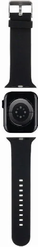 Apple Watch 7 45mm Karl Lagerfeld Orjinal Lisanslı İkonik Karl & Choupette Logolu Silikon Kordon - Siyah