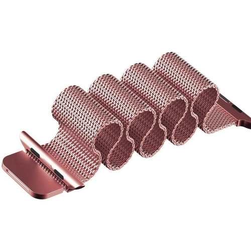 Apple Watch 45mm Metal Kordon Tel Örgü İşlemeli Mıknatıslı KRD-01  - Kırmızı