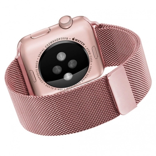 Apple Watch 45mm Metal Kordon Tel Örgü İşlemeli Mıknatıslı KRD-01  - Siyah