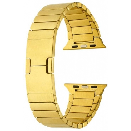 Apple Watch 7 45mm Metal Kordon Çizgi Tasarım Şık Ve Dayanıklı KRD-82 - Gold