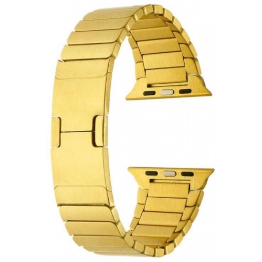 Apple Watch 7 45mm Metal Kordon Çizgi Tasarım Şık Ve Dayanıklı KRD-82 - Gold