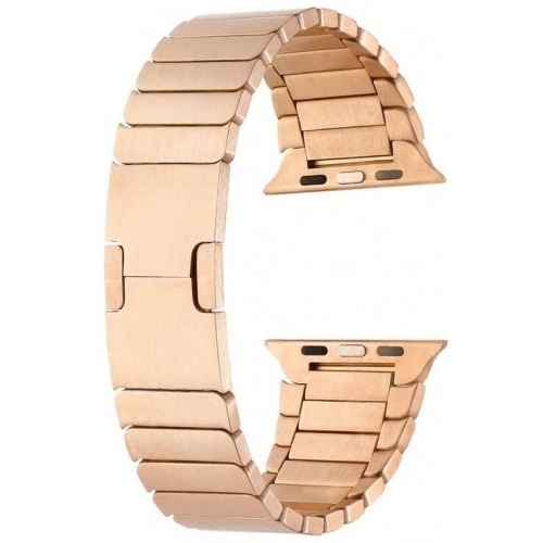 Apple Watch 7 45mm Metal Kordon Çizgi Tasarım Şık Ve Dayanıklı KRD-82 - Rose Gold