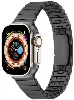 Apple Watch 7 45mm Metal Kordon Çizgi Tasarım Şık Ve Dayanıklı KRD-82 - Siyah